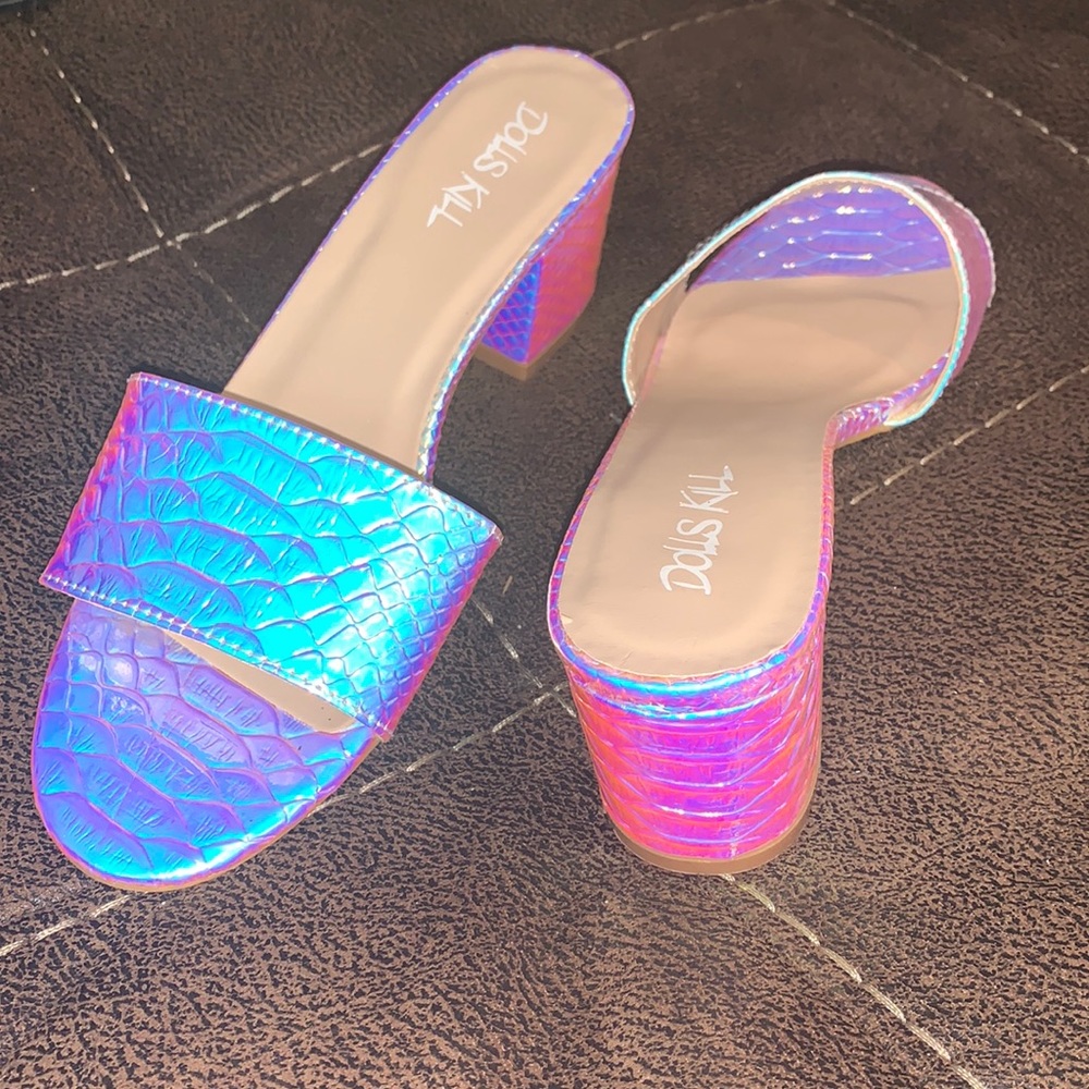 COPY - size 9  dollskill iridescent little heel sandal:)